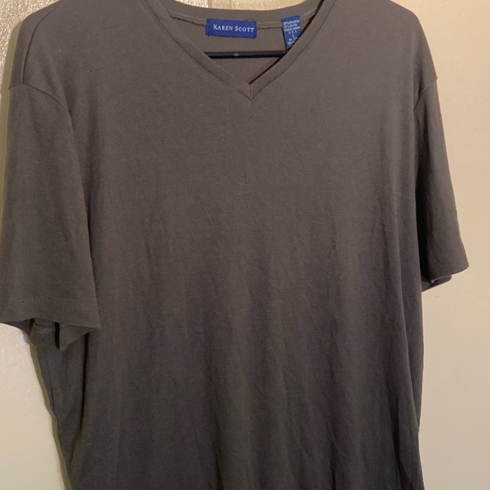 Karen Scott Large Brown V-Neck T-Shirt Women’s Cotton Tee Classic Fit Casual